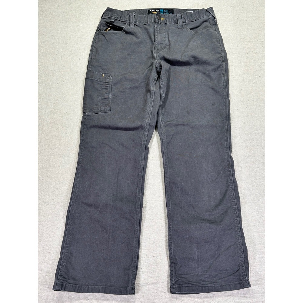 Ariat Men's 33 Grey‎ M7 Rebar Pants Slim Straight WorkWear Carpenter Cargo
